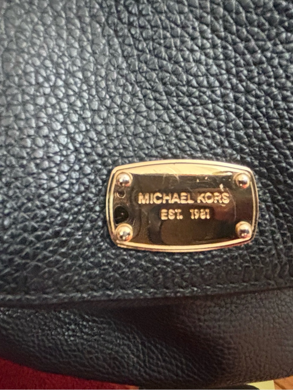 Michael Kors Black Pebbled Leather Tote with Gold Logo Plate - Picture 7 of 13